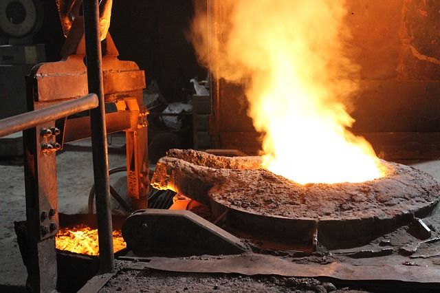 Industrial metal forging at different temperatures